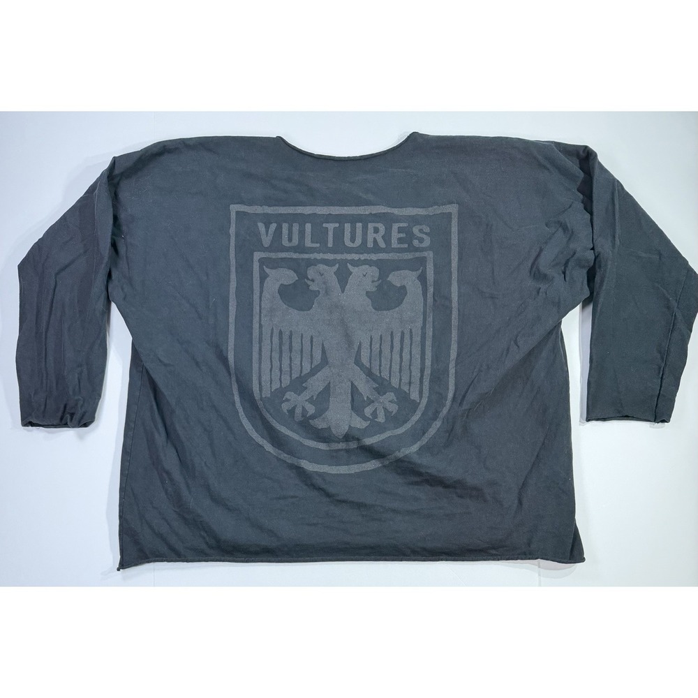 Vultures Oversized Long Sleeve T Shirt Black Raw Edge Boxy Fit Size 2